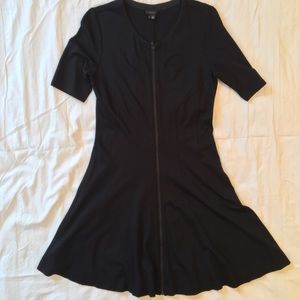Theory black jersey zip-up dress
